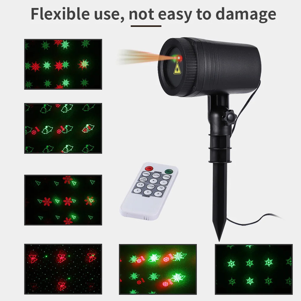 Christmas Outdoor Light Projector with Timer Function Remote Control Spotlight New Year Decoration US Plug