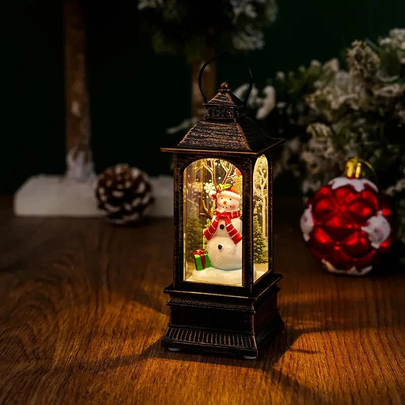 Christmas LED Night Lights Christmas Gifts Santa Claus Decorative Lantern Handheld Oil Lamp For Christmas New Year Decoration