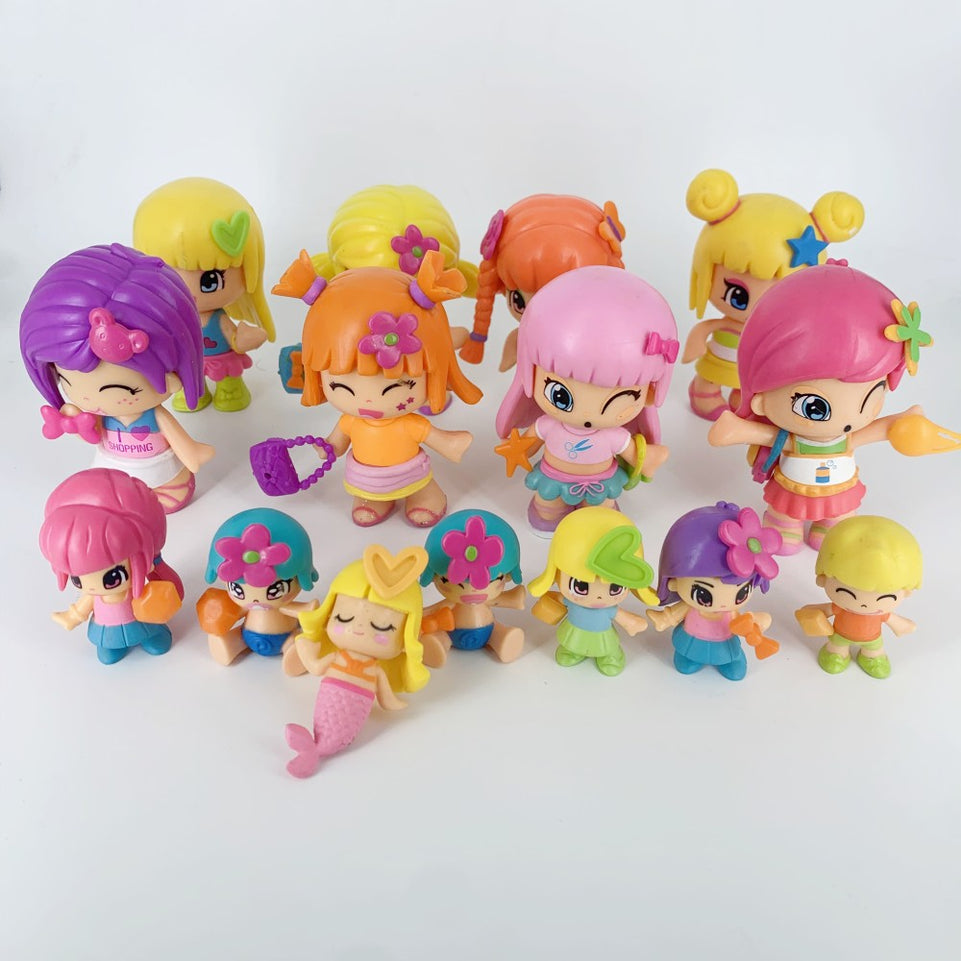 4pcs Doubleface Pinypon Gilrs+4pcs Little Baby Action Figure Dolls for Kids DIY Cartoon Detachable Figuras Toys Christmas Gift
